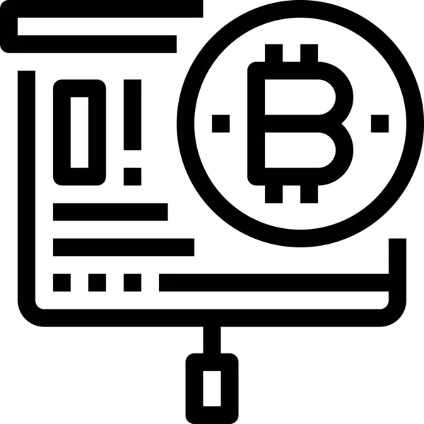 Banco Bitcoin Icono Negocio Estilo Esquema — Vector de stock
