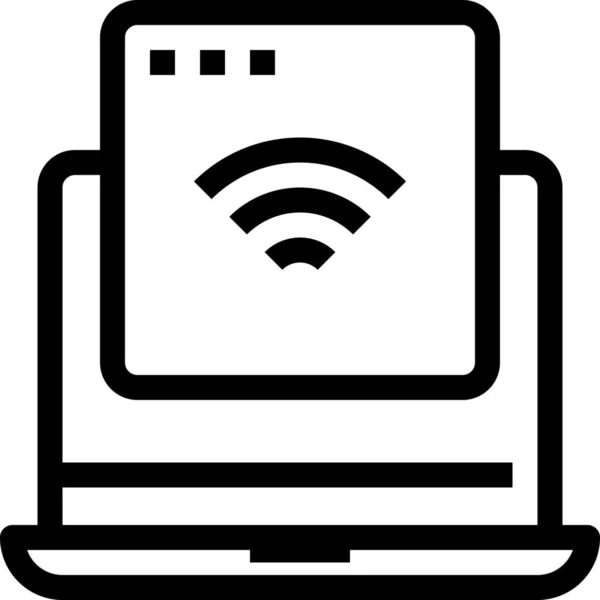 コンピュータのハードウェアアイコンをアウトラインスタイルで接続 — ストックベクタ