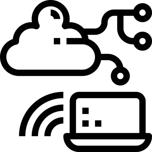Ordinateur Cloud Connecter Icône Dans Style Contour — Image vectorielle