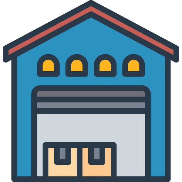 Icono Tienda Fabricación Industria Estilo Contorno Lleno — Vector de stock