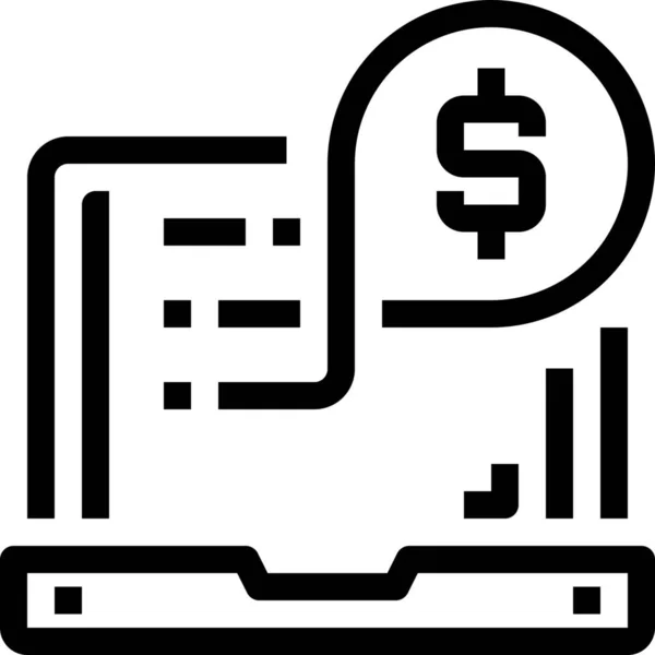 Ícone Computador Moeda Bancária Estilo Esboço — Vetor de Stock