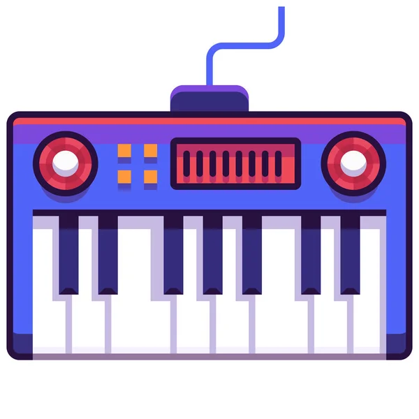 フラットスタイルの電子楽器のキーボードアイコン — ストックベクタ