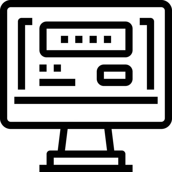 Computer Login Wachtwoord Icoon Outline Stijl — Stockvector