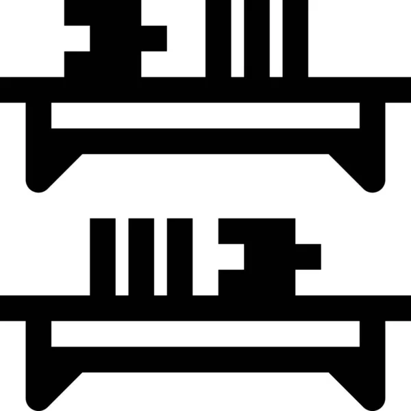 家用电器书架装饰图标 轮廓风格 — 图库矢量图片