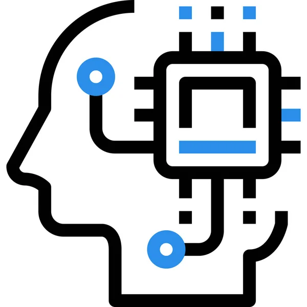 Icono Inteligencia Ingeniería Artificial Estilo Esquema — Archivo Imágenes Vectoriales