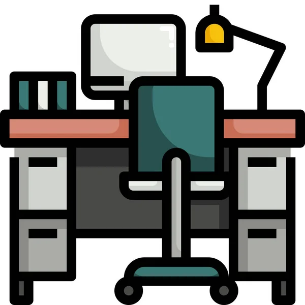 Dator Skrivbord Möbler Ikon — Stock vektor