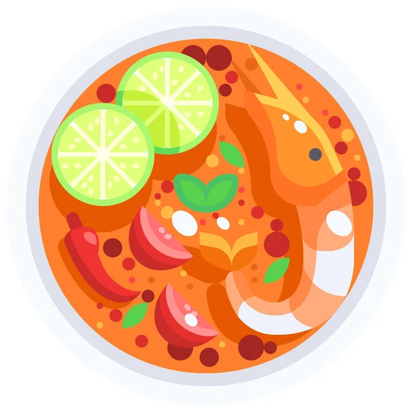 Food Goong Shrimp Icon Flat Style — Stock Vector