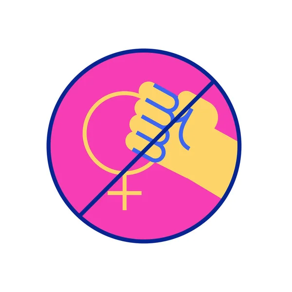 Abuso Contra Feminismo Icono Estilo Plano — Vector de stock