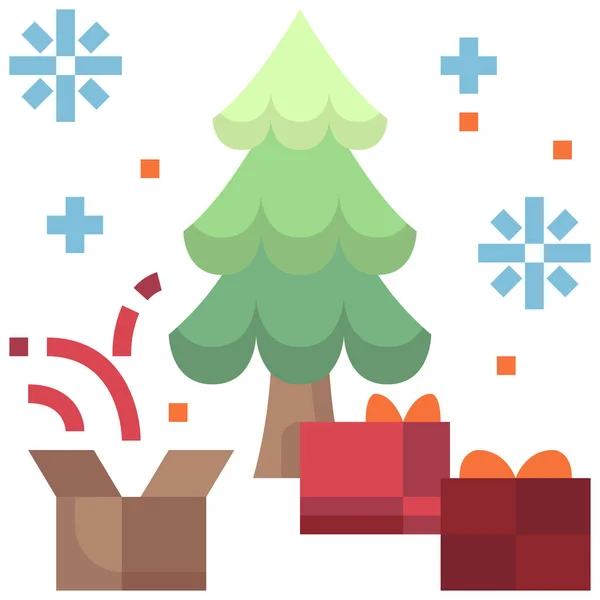 Ícone Presente Natal Decoração —  Vetores de Stock