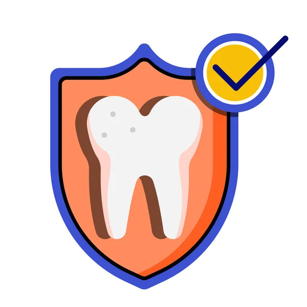 Cobertura Dental Icono Odontología Estilo Plano — Vector de stock