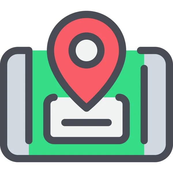 Business Gps Ícone Localização Estilo Esboço Preenchido —  Vetores de Stock