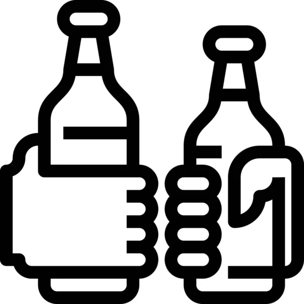 Alcool Birra Bevanda Icona Stile Contorno — Vettoriale Stock