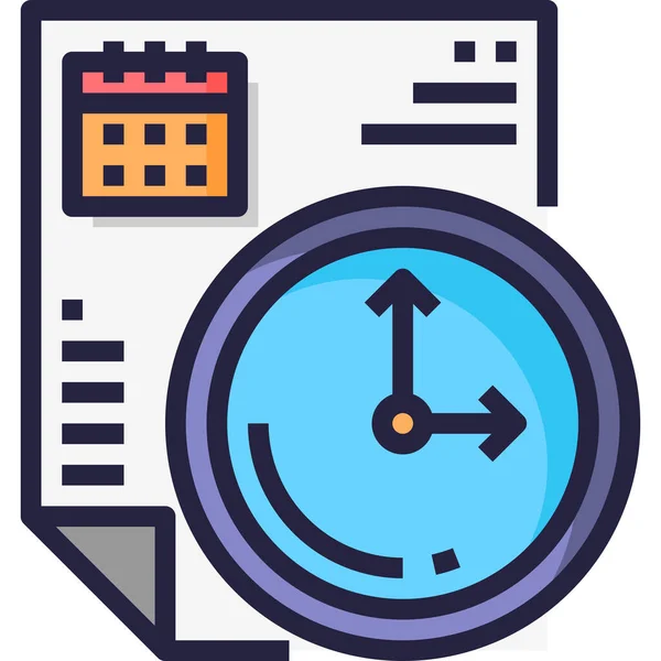 Calendar Clock Document Icon Filled Outline Style — Stock Vector