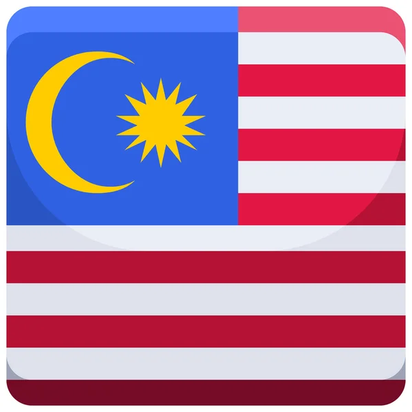 Ikon Counrty Flag Malaysia Dalam Gaya Flat - Stok Vektor