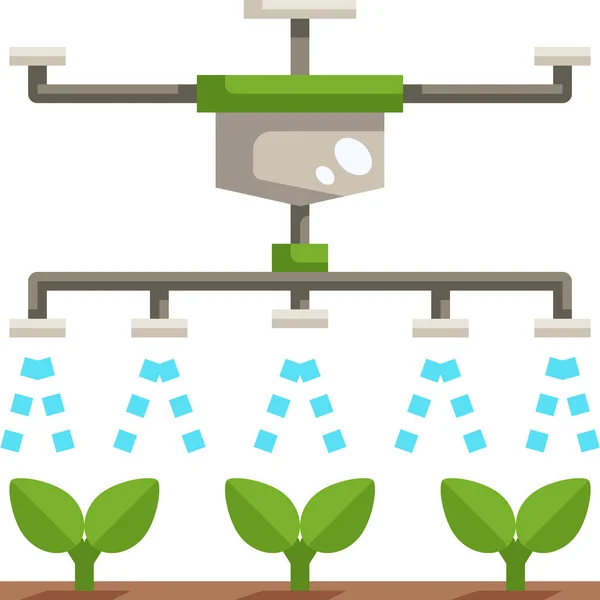 农业和园艺类的无人农场耕作图标 — 图库矢量图片