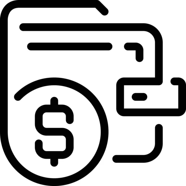 Banco Negocio Efectivo Icono Estilo Esquema — Vector de stock