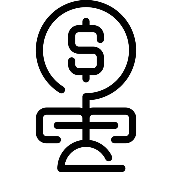 Ikona Waluty Monety Bankowej Zarysie — Wektor stockowy