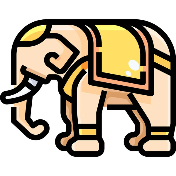 Animal Animaux Éléphant Icône Dans Style Contour Rempli — Image vectorielle