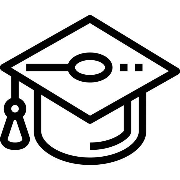 Cap Icono Graduación Educación Estilo Del Esquema — Vector de stock