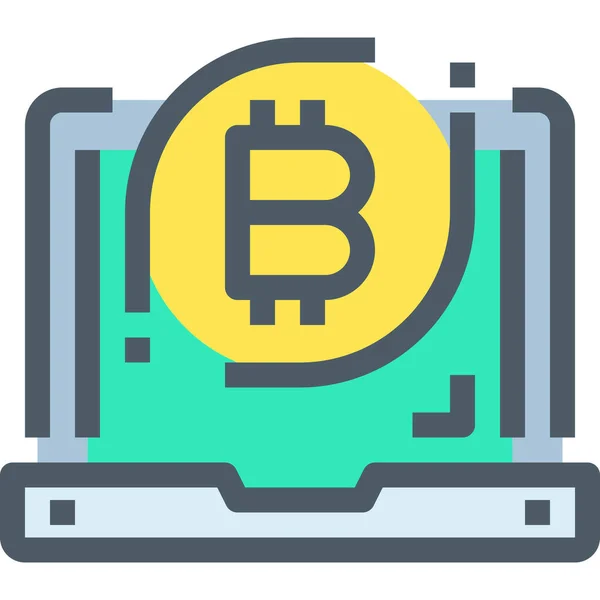 Bank Bitcoin Cryptocurrency Icon Filled Outline Style — Stock Vector