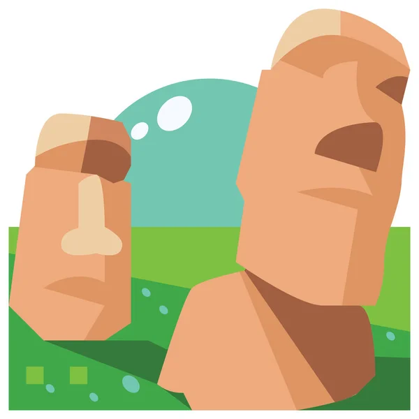 Bâtiment Emblématique Icône Moai Dans Style Plat — Image vectorielle