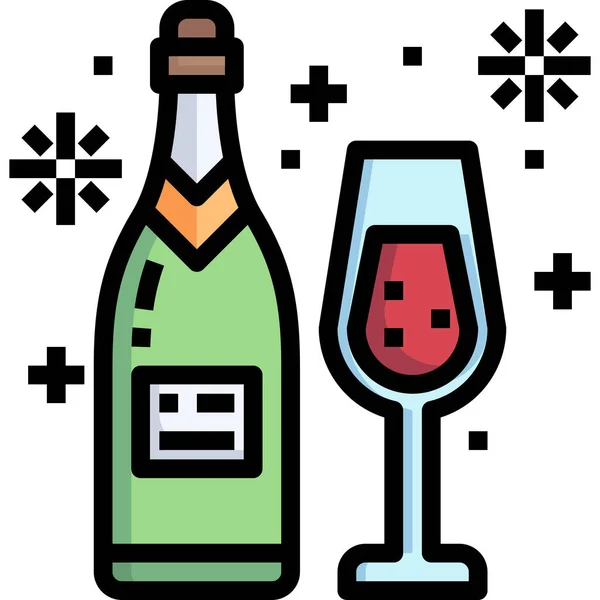 Pije Party Šampaňské Ikona — Stockový vektor