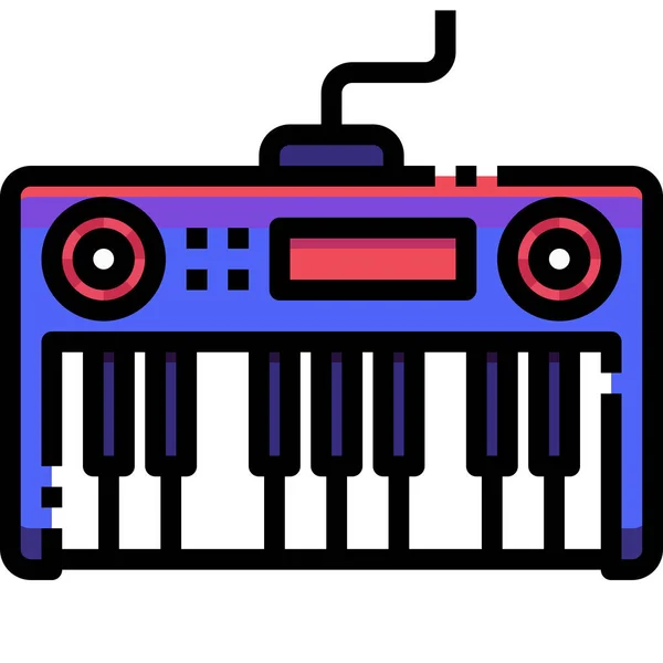 記入されたアウトラインスタイルの電子楽器のキーボードアイコン — ストックベクタ