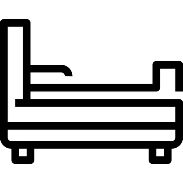 Cama Habitación Esquema Icono Estilo Esquema — Vector de stock