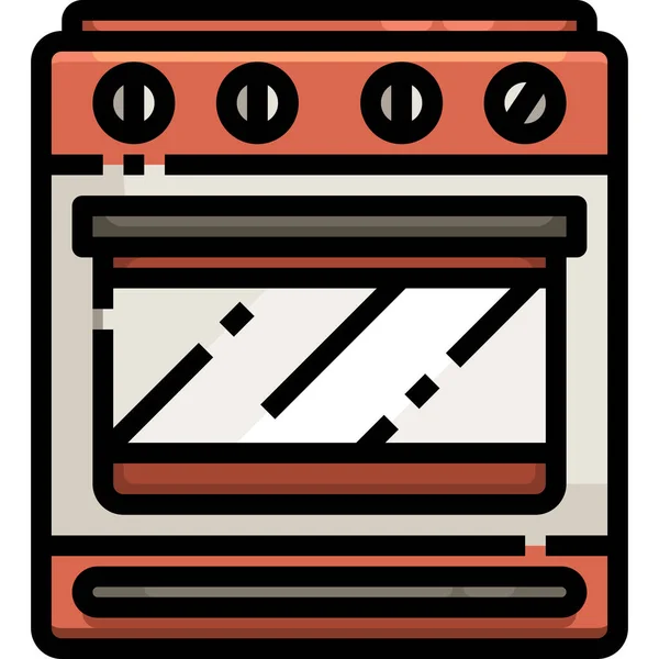 Koken Elektronica Keuken Icoon Gevulde Omtrek Stijl — Stockvector