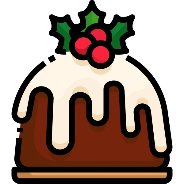 Gâteau Icône Nourriture Noël — Image vectorielle