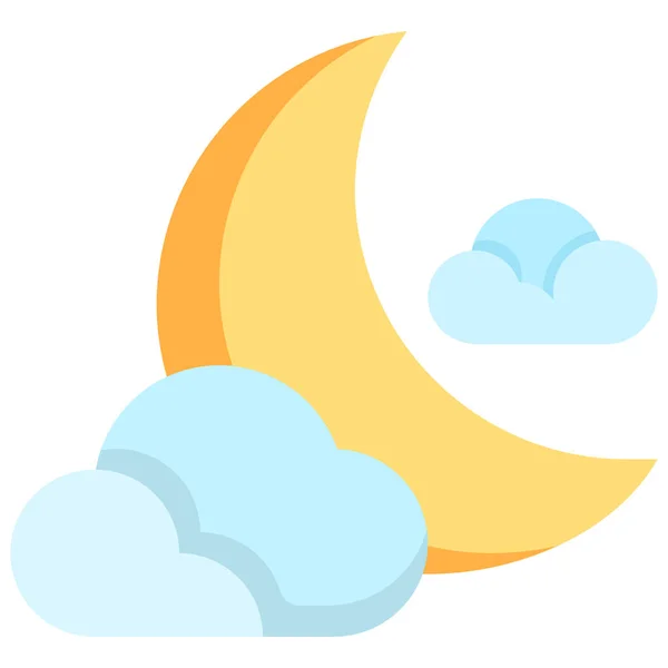 Cloud Moon Night Icon — Stock Vector