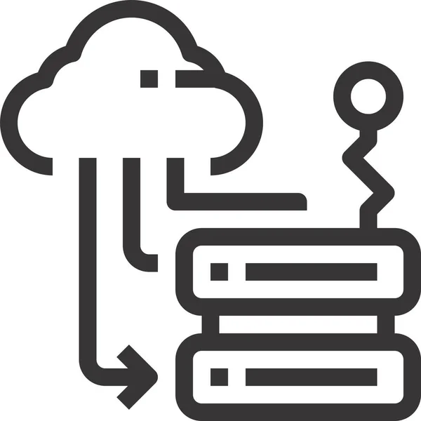 Ícone Rede Dados Nuvem Estilo Esboço — Vetor de Stock