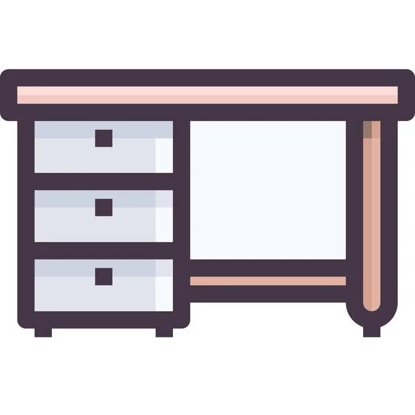 Icono Interior Muebles Escritorio Estilo Contorno Lleno — Vector de stock