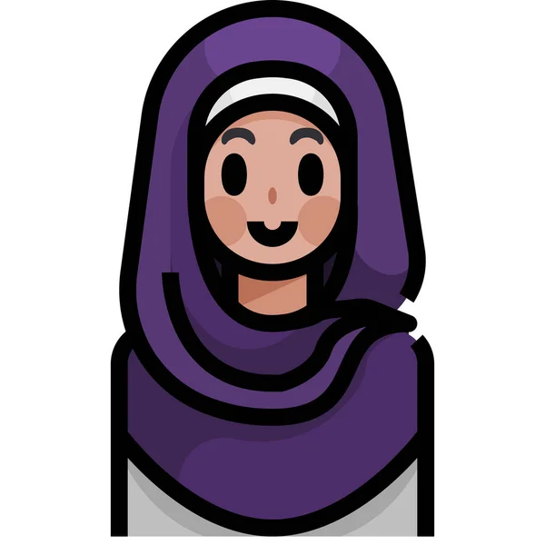 Coiffe Hijab Islam Icône — Image vectorielle