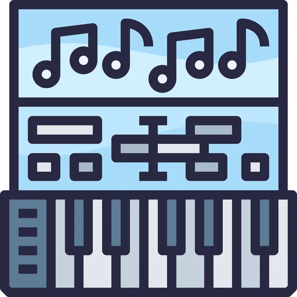 Audio Editar Icono Piano Estilo Contorno Lleno — Vector de stock