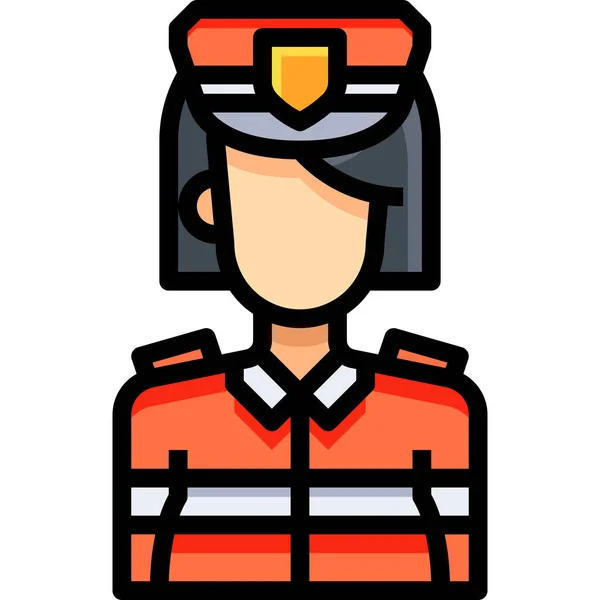 Avatar Icono Guardia Femenina Estilo Contorno Lleno — Vector de stock