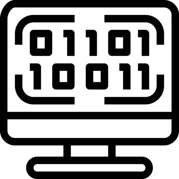 Code Codering Computer Icoon Omtrek Stijl — Stockvector