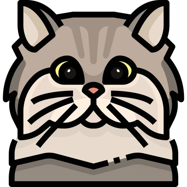 Animal Avatar Cat Icon Filled Outline Style — 스톡 벡터