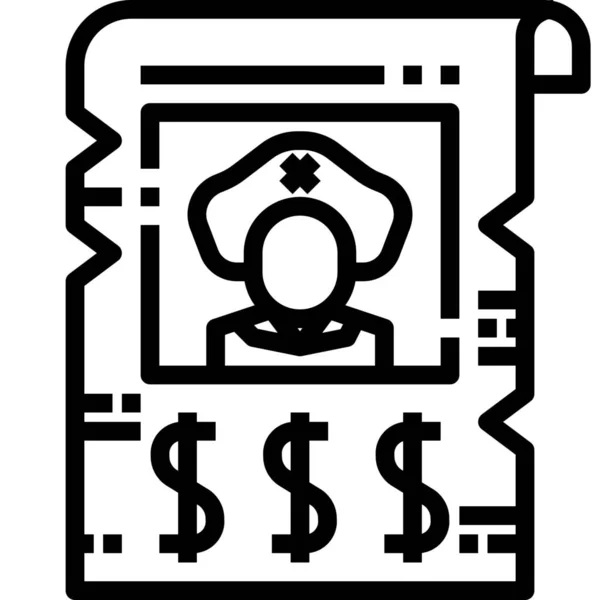 Bandiet Geld Poster Pictogram Outline Stijl — Stockvector