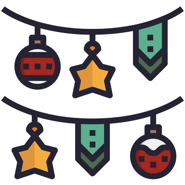 Star Garland Christmas Icon — Stock Vector
