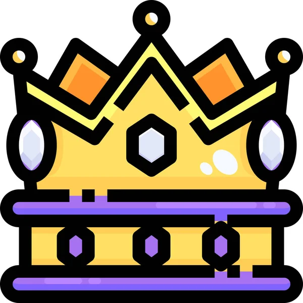 Icono Rey Corona Ajedrez Estilo Contorno Lleno — Vector de stock