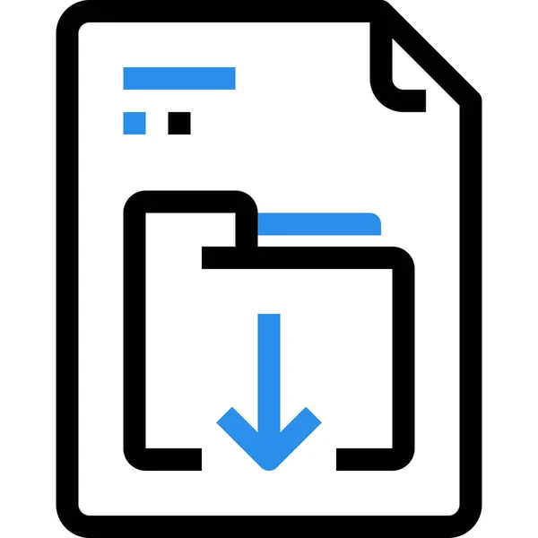 Flèche Document Icône Vers Bas Dans Style Contour — Image vectorielle