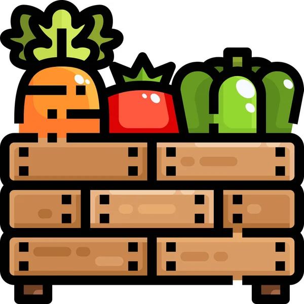 Granja Agricultura Alimento Icono Estilo Contorno Lleno — Vector de stock