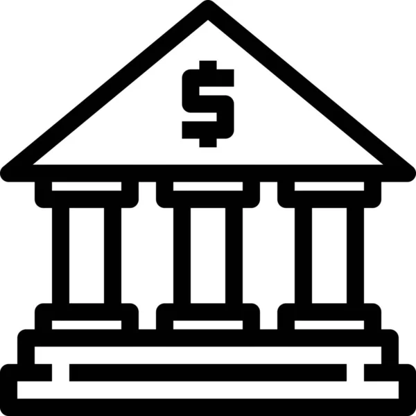 Banco Icono Del Edificio Bancario Estilo Esquema — Vector de stock