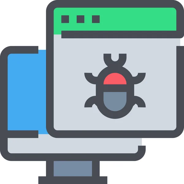 Browser Bug Computersymbol Stil Ausgefüllter Umrisse — Stockvektor