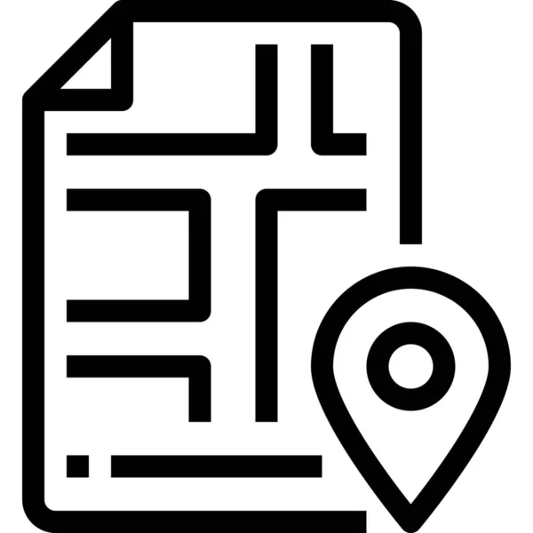 Gps Locatie Kaart Pictogram Omtrek Stijl — Stockvector