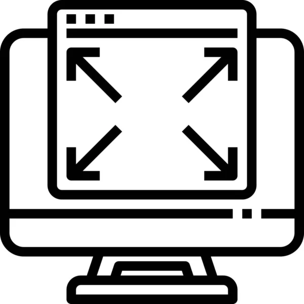 Monitor Ridimensiona Icona Del Computer — Vettoriale Stock