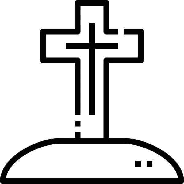 Cementery Cross Cultures Icon Outline Style — Stock Vector