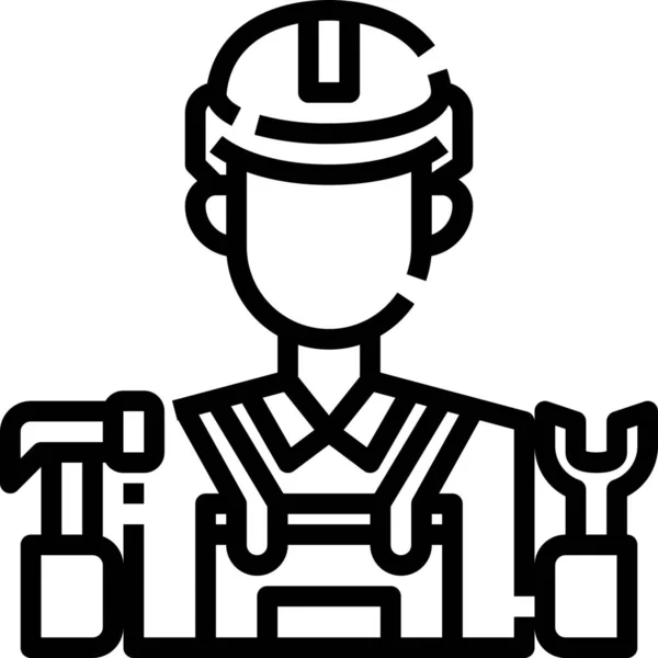 Avatar Engineer Ikon Pekerjaan Dalam Gaya Outline - Stok Vektor