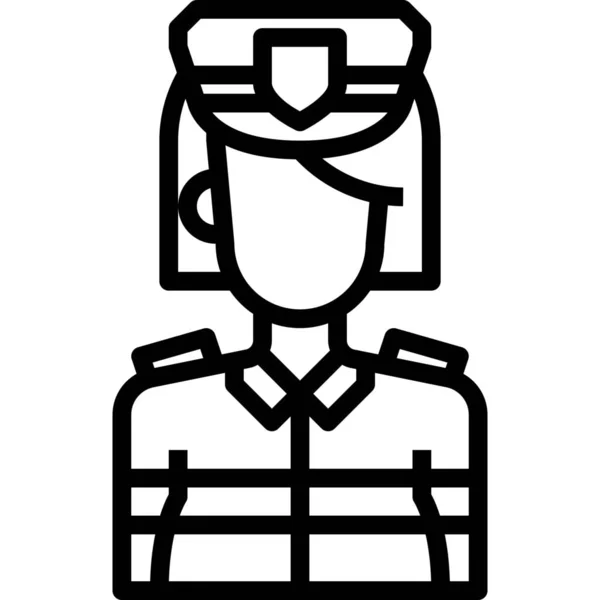 Avatar Icono Guardia Femenina Estilo Esquema — Vector de stock